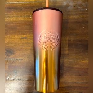 Starbucks metal tumbler pink and gold ombré